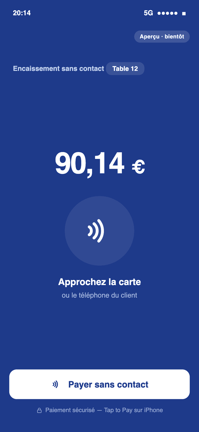 Encaissement sans contact sur iPhone (aperçu) — Tap to Pay